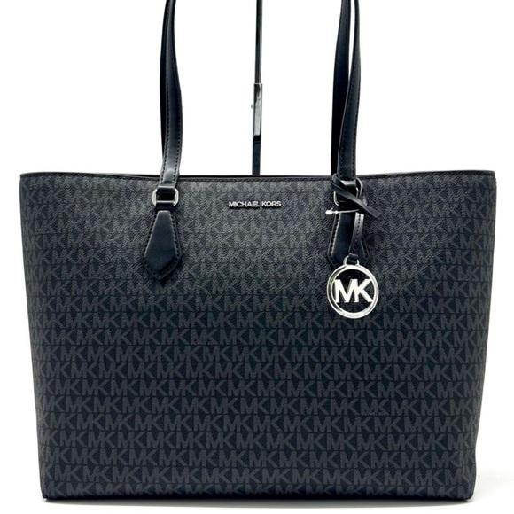 Michael Kors Sheila Large Signature Logo Tote Bag - Black - Picture 1 of 10